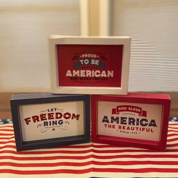 Patriotic Tier Tray Set Of 3, Let Freedom Ring & Proud To Be An American Signs - Picture 4 of 16